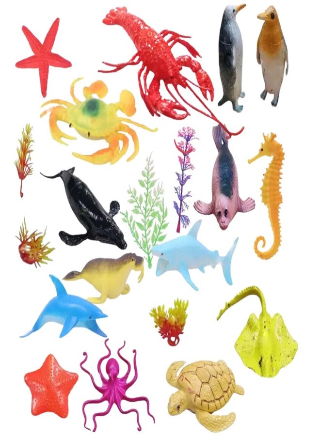 MALLEXO PVC Quality Sea Animals Toys for Kids 19PCs Mixed Fish Toy Animal Set Figure for Boys and Girls Birthday Gift Mid Size Ocean Creatures Figurine Toys for 3 & Above Years Old Children (UnderSea) - Image 1